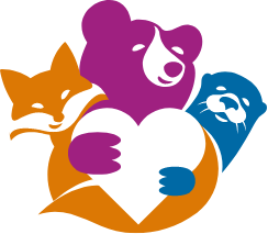 Good Grief Group primary logomark with a fox, otter, and bear